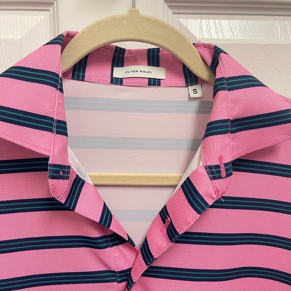 Oliver Ridley Striped Golf Polo - Picture 2 of 8
